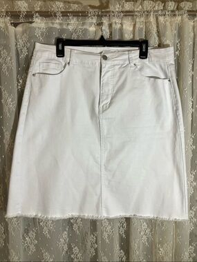 Women’s White Denim A-Line Skirt by BLEU